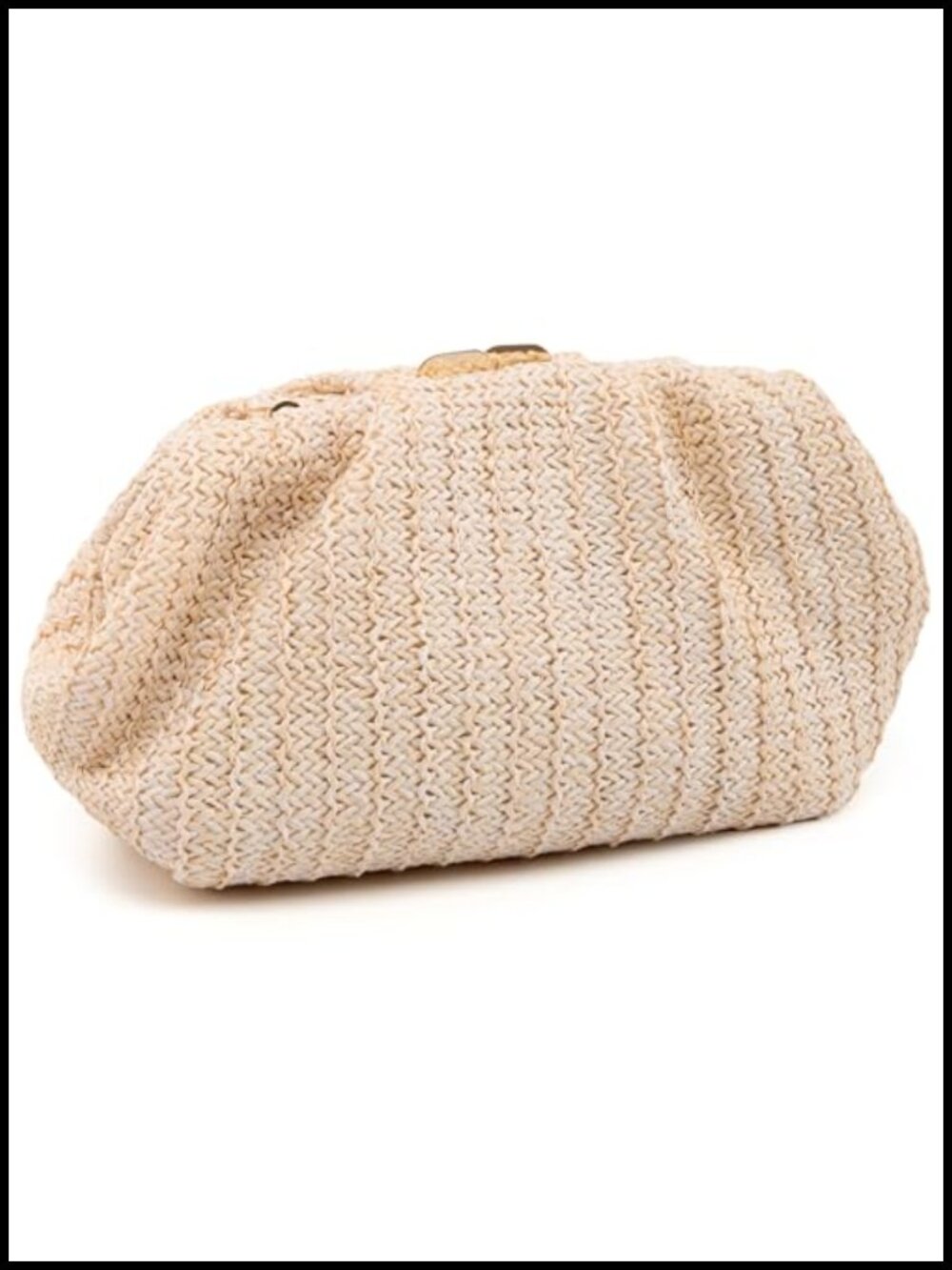Women's Pleated PU Straw Clutch Evening Bag with Chain